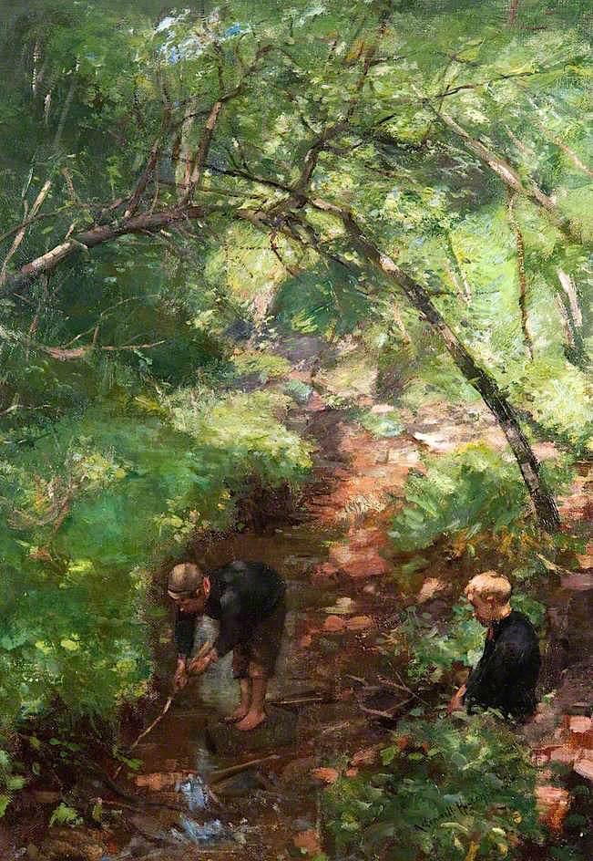 We twa hae paidl't i' the burn, vintage artwork by Robert Gemmell Hutchison R.S.A. R.S.W., 12x8" (A4) Poster