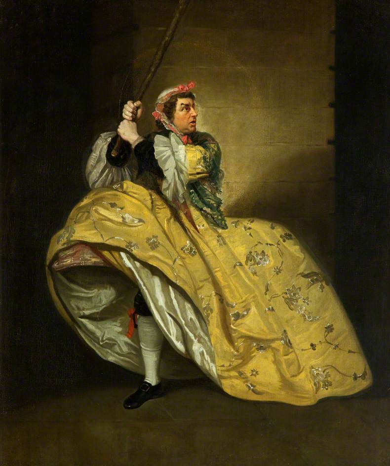 David Garrick as John Brute in 'The Provok'd Wife' by  Vanbrugh, Drury Lane, vintage artwork by Johann Zoffany, 12x8" (A4) Poster