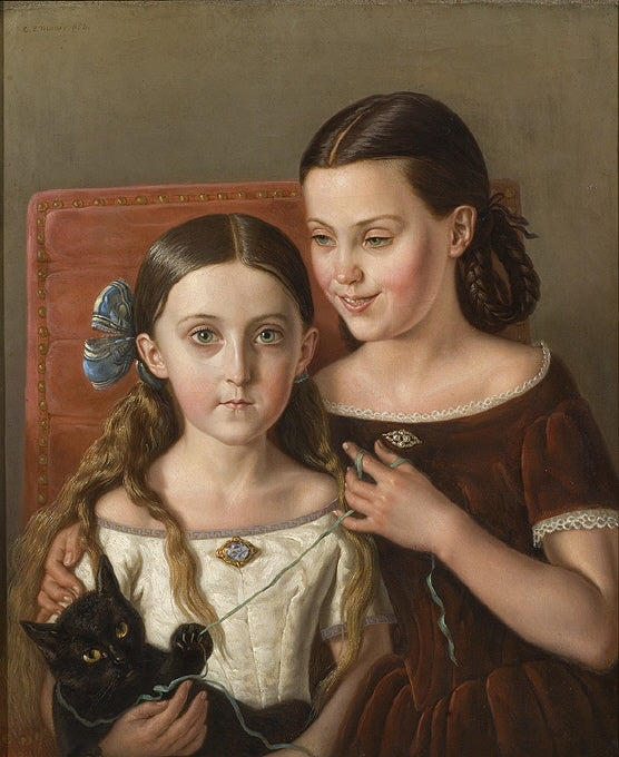 Portrait of Sigrid and Anna Mazer, vintage artwork by Carl Peter Mazer, A3 (16x12") Poster Print