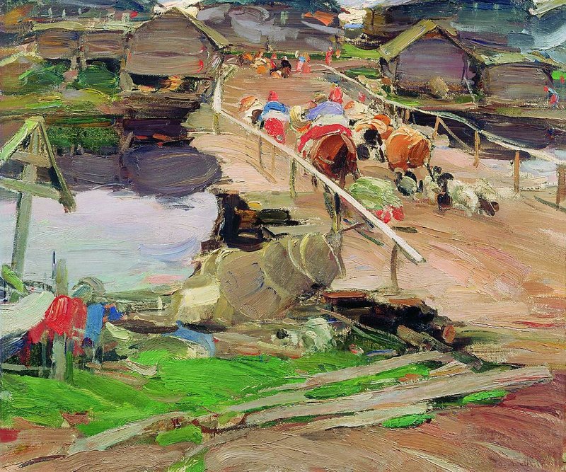 Morning in the Village by Abram Efimovich Arkhipov,A3(16x12")Poster