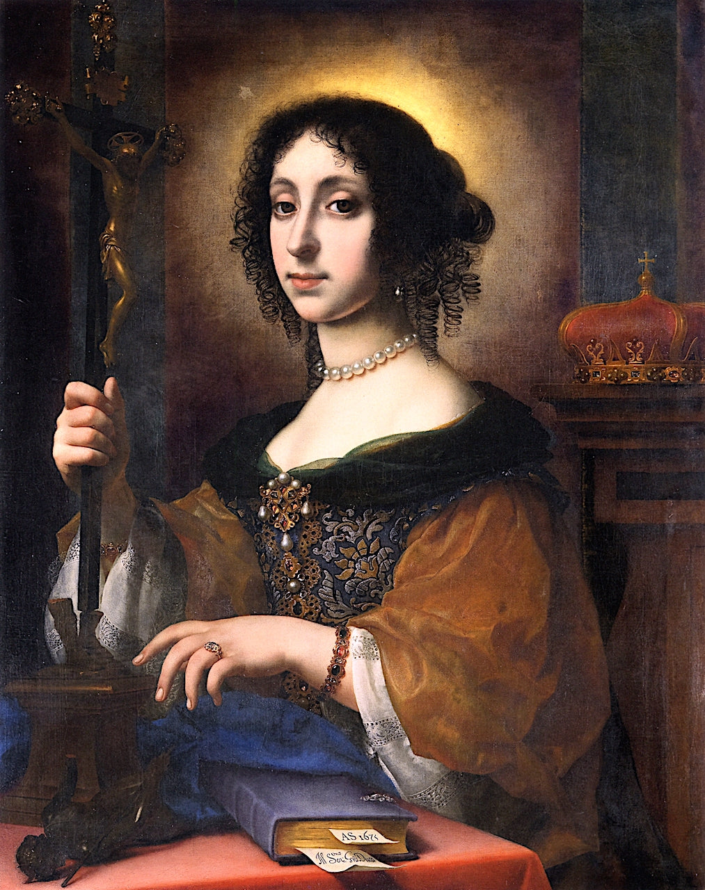 Archduchess Claudia Felicitas as Galia Placidia, vintage artwork by Carlo Dolci, 12x8" (A4) Poster