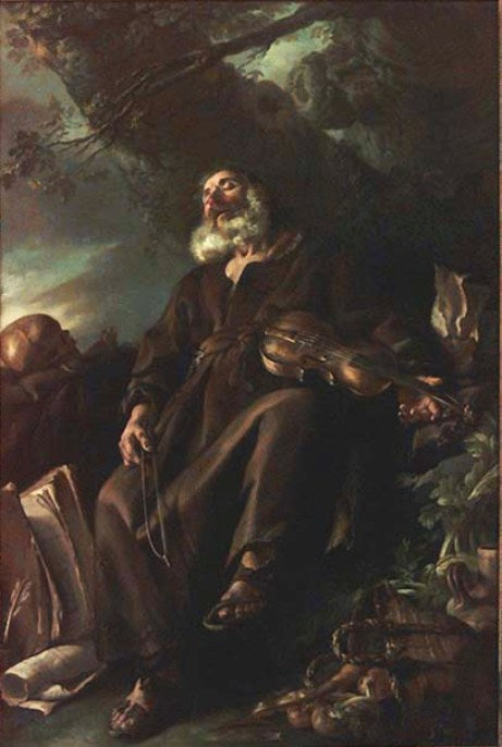 Sleeping Hermit, vintage artwork by Joseph Marie Vien, 12x8" (A4) Poster