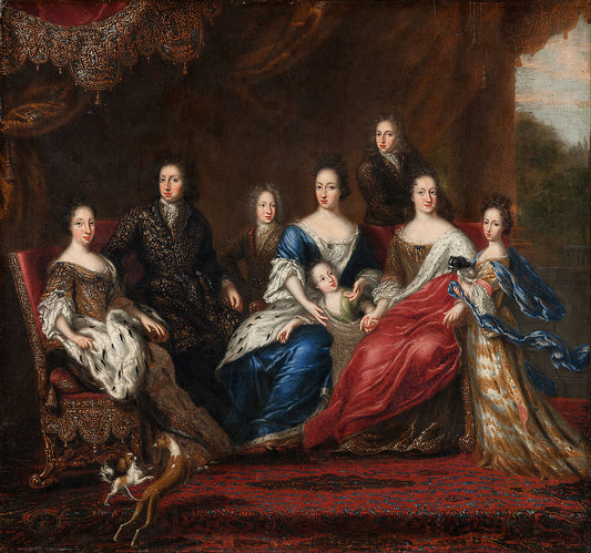 Charles XI’s family with relatives from the duchy Holstein-Gottorp, vintage artwork by David Klocker Ehrenstrahl, 12x8" (A4) Poster