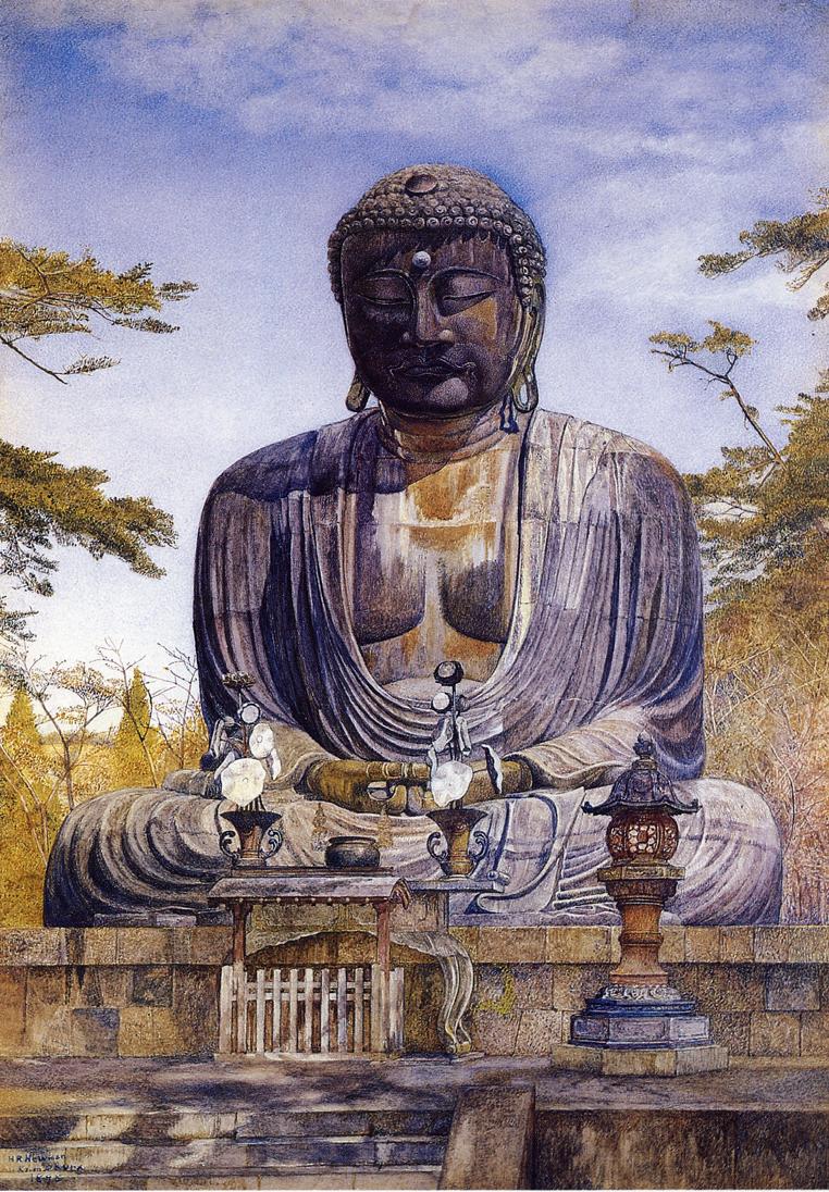 Daibutsu at Kamakura, Japan, vintage artwork by Henry Roderick Newman, 12x8" (A4) Poster