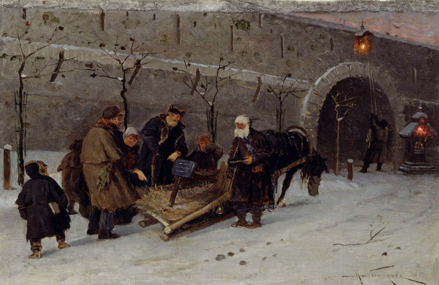 Collecting Money for the Burnt Temple in Moscow, vintage artwork by Mikhail Vasilevich Nesterov, 12x8" (A4) Poster