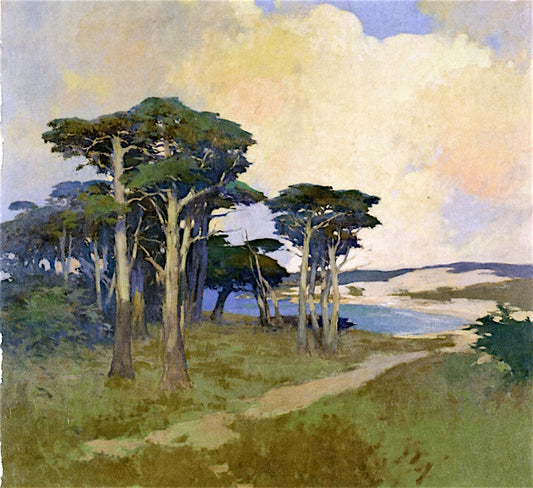 Monterey Cypress, California, vintage artwork by Arthur Frank Mathews, 12x8" (A4) Poster