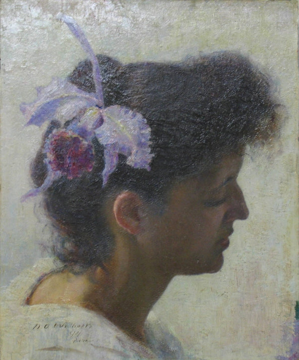 Girl with a Purple Flower by David Widhopff,A3(16x12")Poster