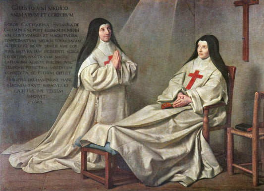 Mother Catherine-Agnes Arnault and her Sister Catherine of Saint-Suzanne de Champaigne, vintage artwork by Philippe de Champaigne, 12x8" (A4) Poster