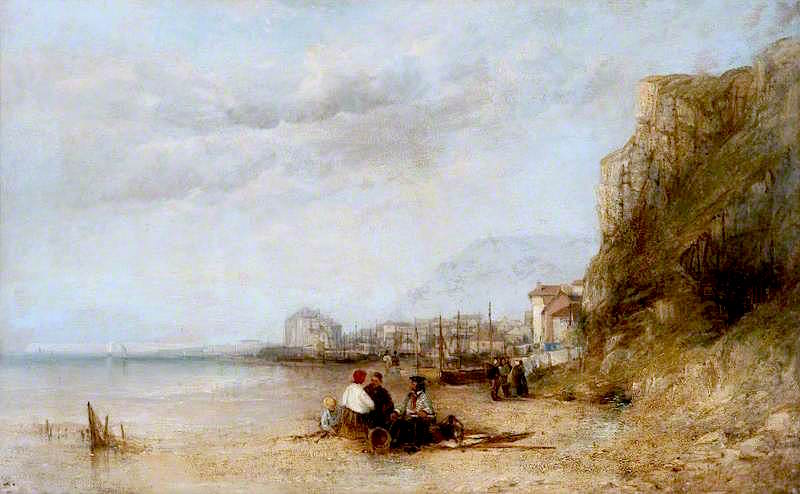 Sea Beach Scene, vintage artwork by Thomas Creswick, A3 (16x12") Poster Print