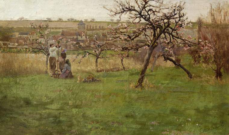 Apple Trees in Bloom, vintage artwork by Antoine Chintreuil, A3 (16x12") Poster Print