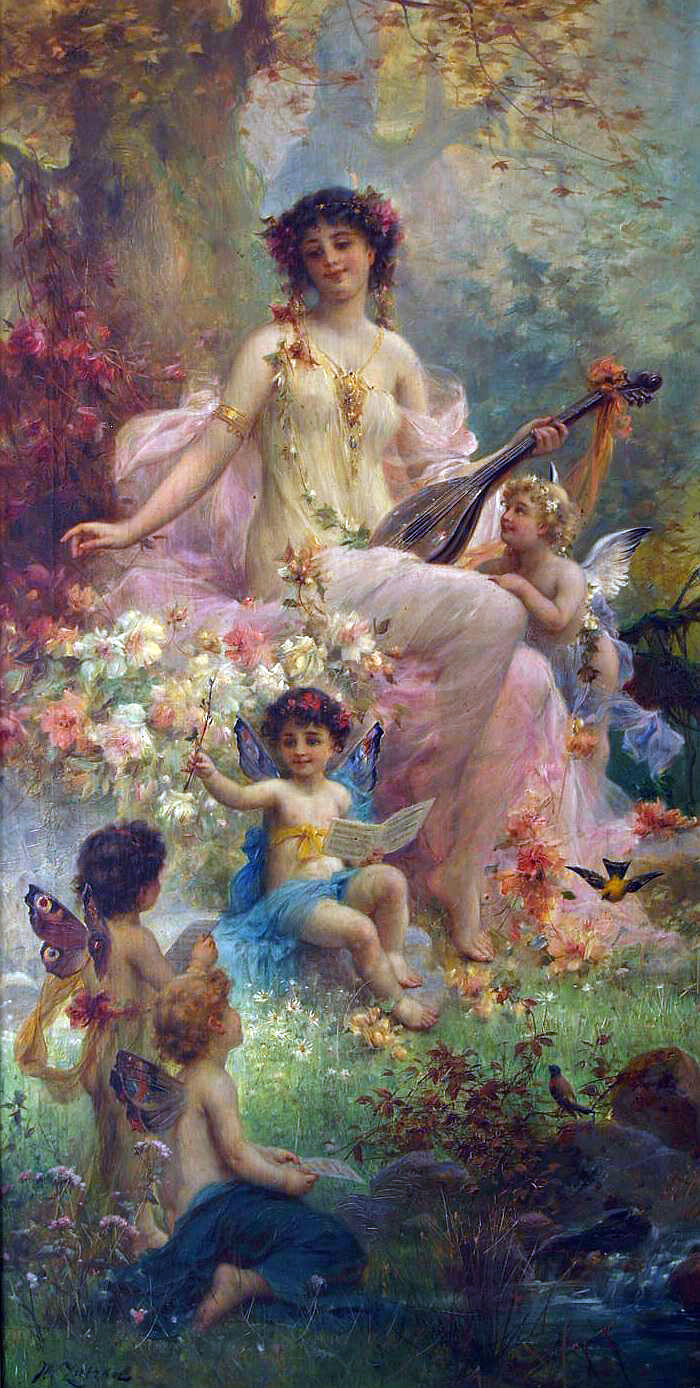 Paradise with angels by Hans Zatzka,A3(16x12")Poster