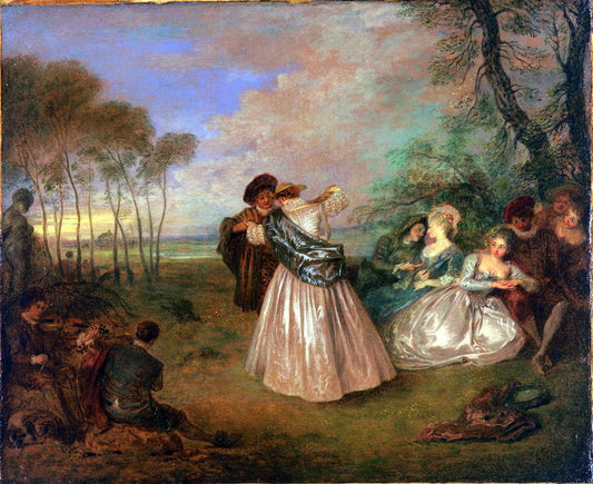 Quadrille, vintage artwork by Jean-Antoine Watteau, 12x8" (A4) Poster
