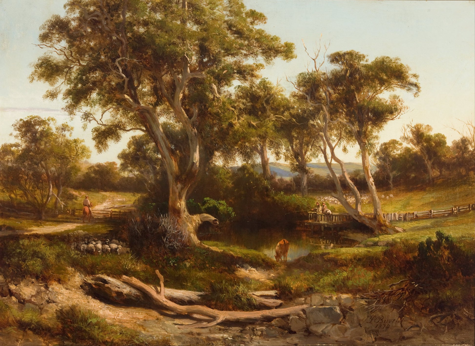 Sheep Wash in the Western District, vintage artwork by Louis Buvelot, A3 (16x12") Poster Print
