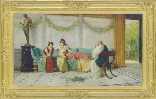  Storyteller in a Pompeian interior by Edouardo Ettore Forti,16x12(A3) Poster