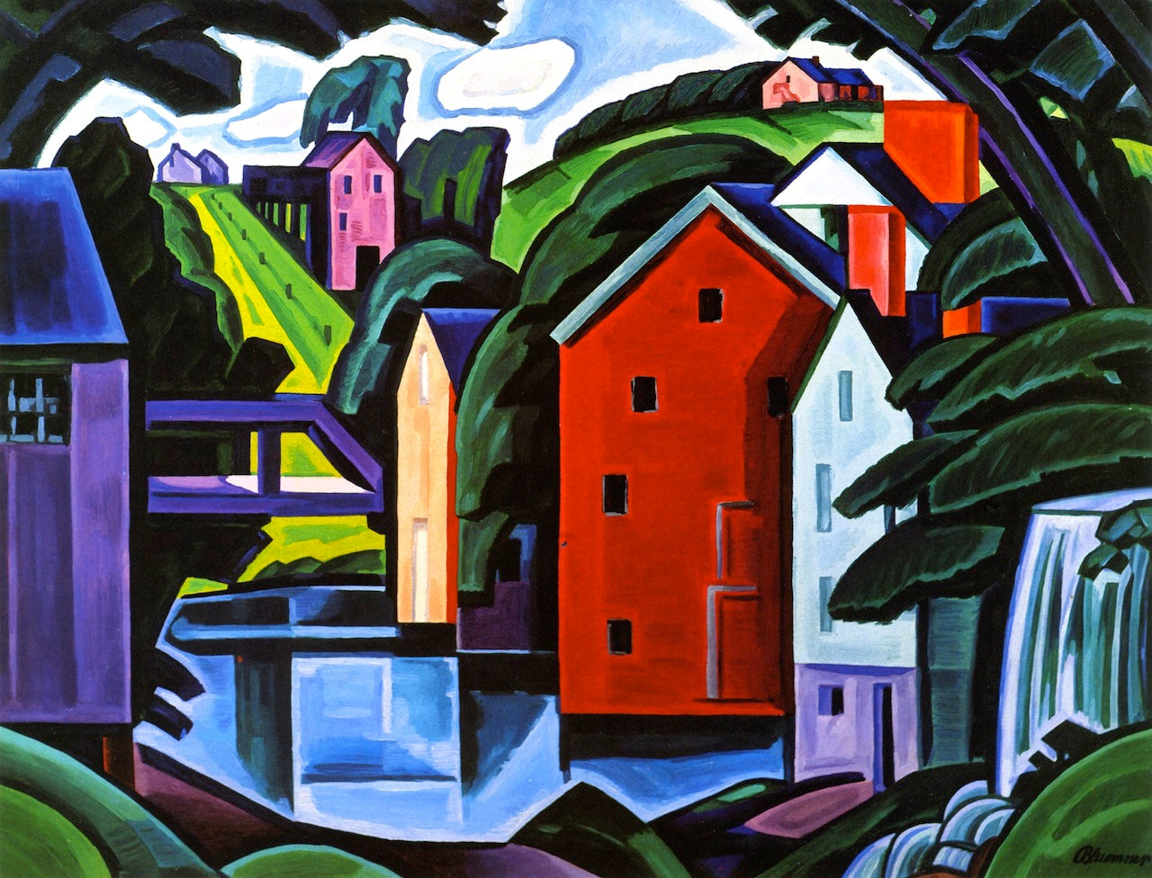 Motive of Space and Form - A New Jersey Village (Montville), vintage artwork by Oscar Bluemner, 12x8" (A4) Poster