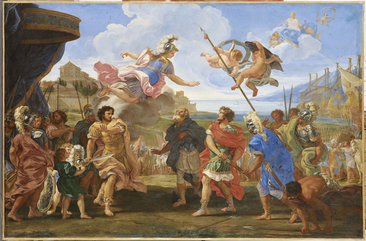The Duel of Achilles and Agamemnon, vintage artwork by Giovanni Battista Gaulli, 12x8" (A4) Poster