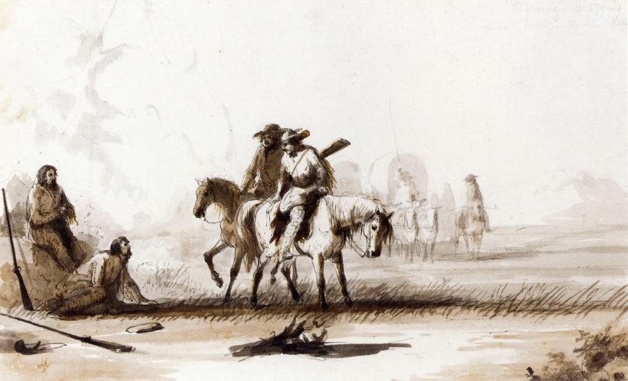 Starving Trappers, vintage artwork by Alfred Jacob Miller, A3 (16x12") Poster Print