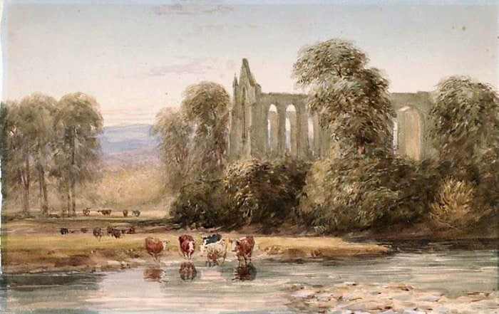 Bolton Abbey, Yorkshire, vintage artwork by David Cox, 12x8" (A4) Poster