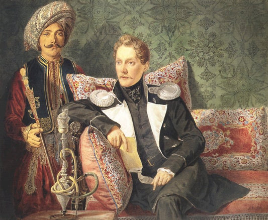 Portrait of an Officer with His Servant, vintage artwork by Karl Pavlovich Brulloff, A3 (16x12") Poster Print