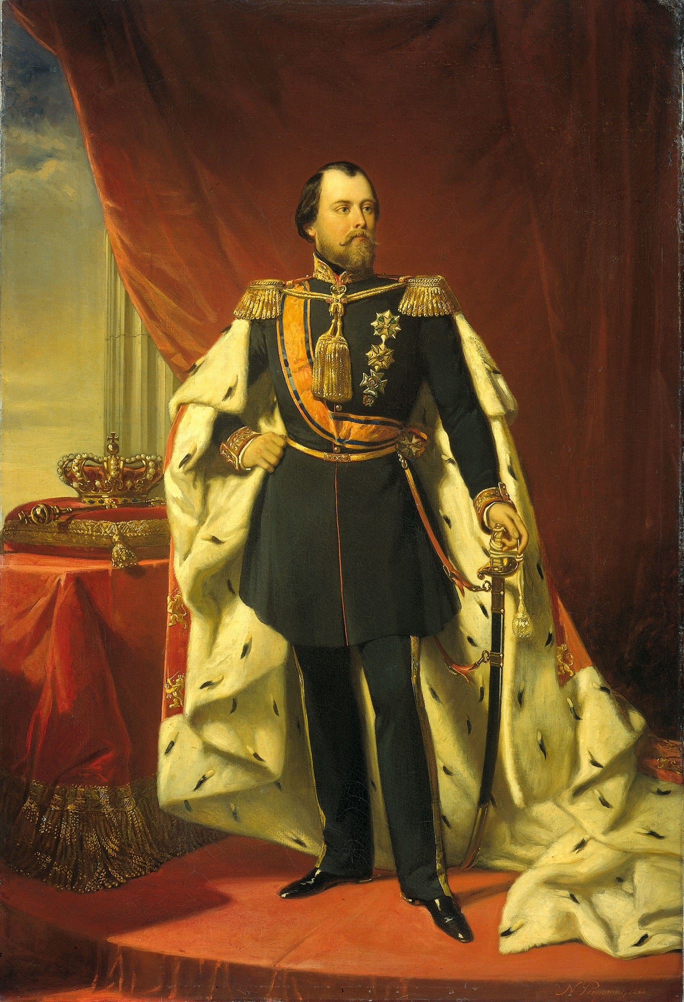 Willem III (1817-90), King of the Netherlands, vintage artwork by Nicolaas Pieneman, A3 (16x12") Poster Print