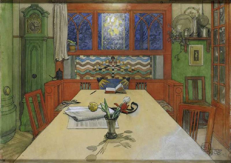 Evening Interior, vintage artwork by Carl Larsson, 12x8" (A4) Poster