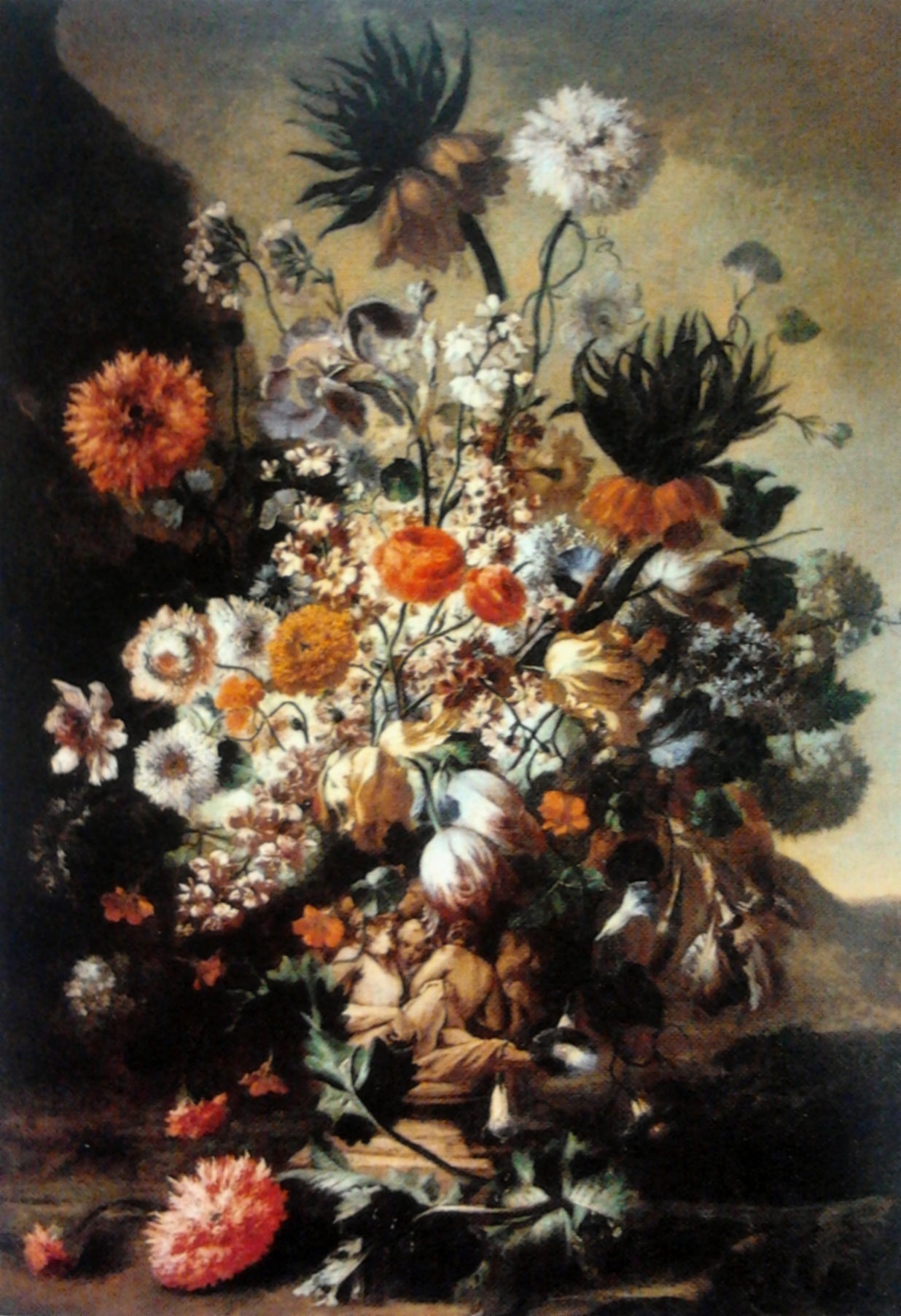 Still life with flowers, vintage artwork by Carel de Vogelaer, 12x8" (A4) Poster