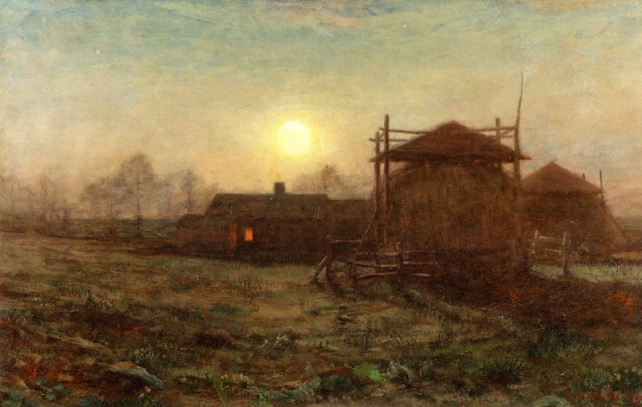 Moonlight in Massachusetts, vintage artwork by Dwight W. Tryon, 12x8" (A4) Poster