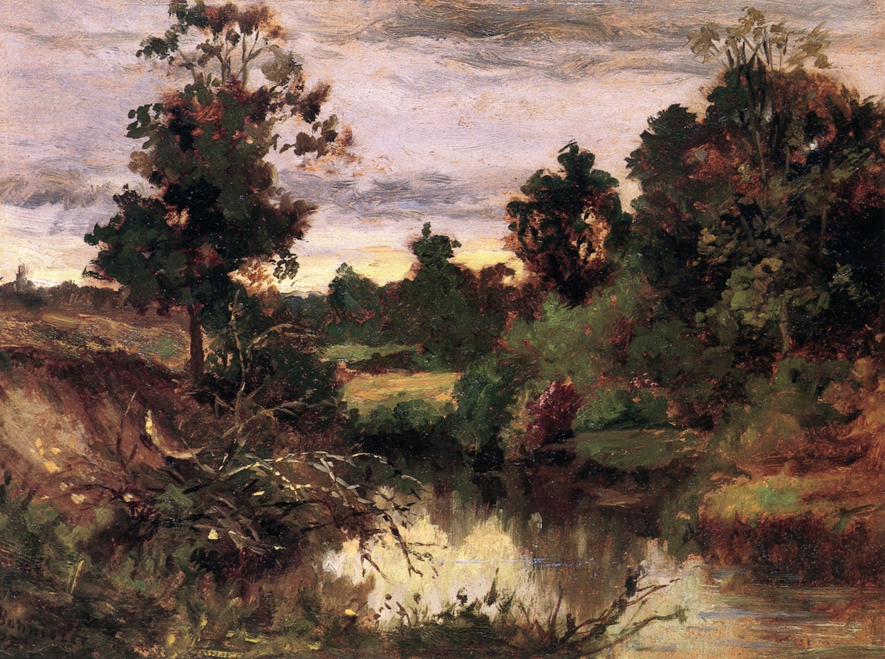 Trees and Shrubbery, vintage artwork by Edward Mitchell Bannister, 12x8" (A4) Poster