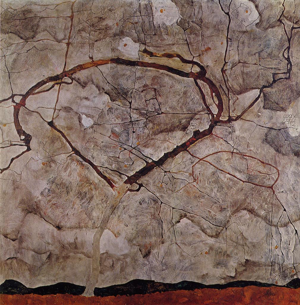 Autumn Tree in Movement, vintage artwork by Egon Schiele, 12x8" (A4) Poster