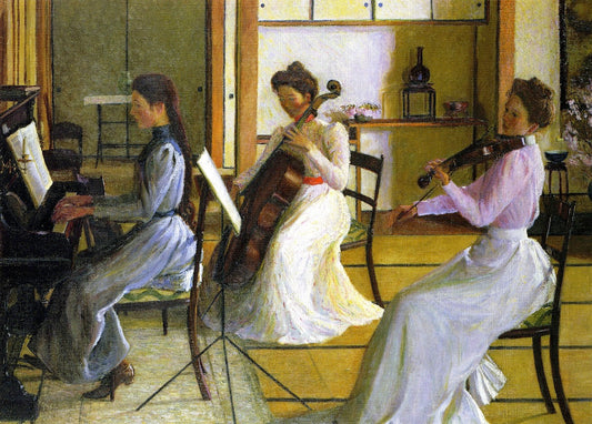 The Trio, Tokyo, Japan, vintage artwork by Lilla Cabot Perry, 12x8" (A4) Poster