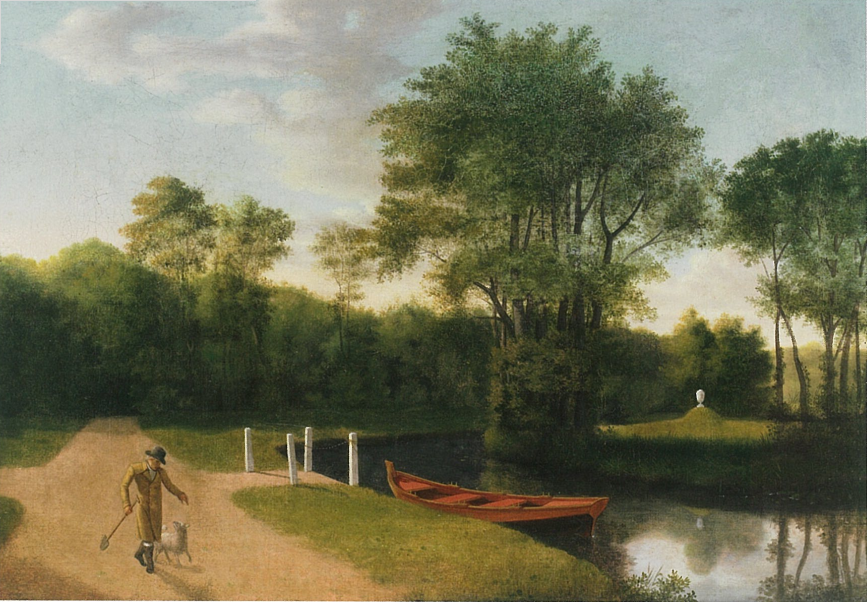 Sanderumgaard, Garden in front of the Main Building, vintage artwork by Christoffer Wilhelm Eckersberg, 12x8" (A4) Poster