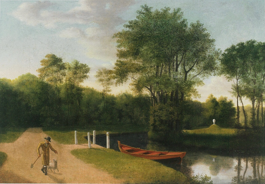 Sanderumgaard, Garden in front of the Main Building, vintage artwork by Christoffer Wilhelm Eckersberg, 12x8" (A4) Poster