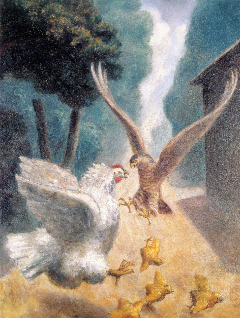 Hen and the Hawk, vintage artwork by John Steuart Curry, 12x8" (A4) Poster