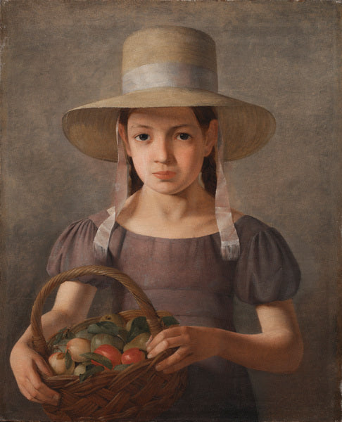 A Girl with Fruits in a Basket, vintage artwork by Constantin Hansen, A3 (16x12") Poster Print
