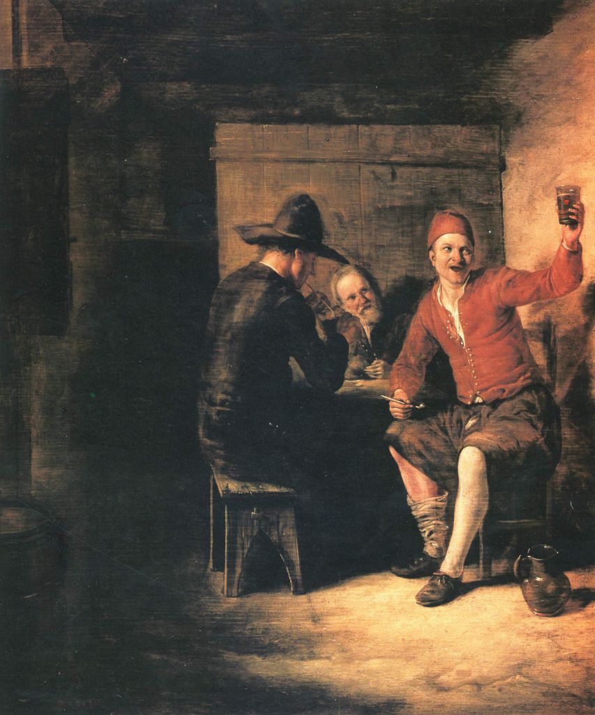 Merry Drinker, vintage artwork by Pieter de Hooch, 12x8" (A4) Poster