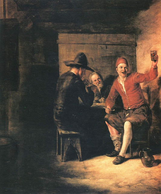 Merry Drinker, vintage artwork by Pieter de Hooch, 12x8" (A4) Poster