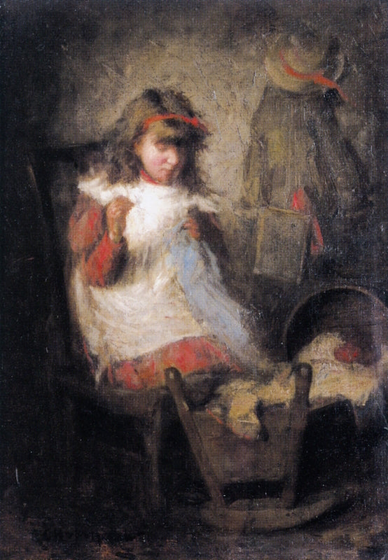 Mother's Help, vintage artwork by Robert Gemmell Hutchison R.S.A. R.S.W., 12x8" (A4) Poster