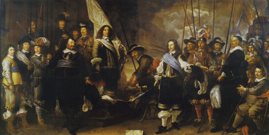 Civic Guardsmen of the Company of Captain Joan Huydecoper and Lieutenant Frans van Waveren, vintage artwork by Govaert Flinck, 12x8" (A4) Poster