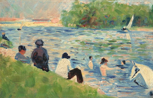 Bathers (Study for "Bathers at Asnières"), vintage artwork by Georges Seurat, 12x8" (A4) Poster