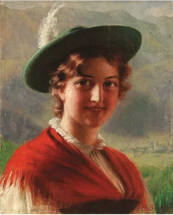 Portrait of a Bavarian Beauty by Alois Binder,A3(16x12")Poster