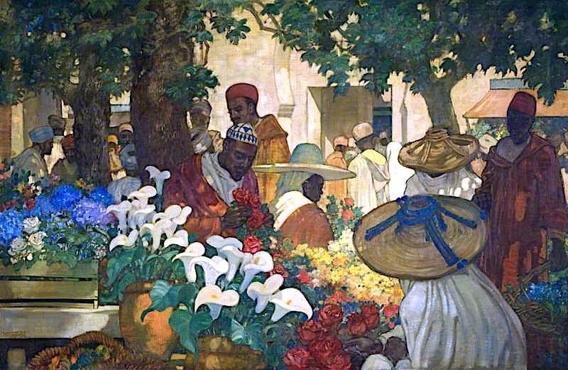 Tangier – the Flower Seller, vintage artwork by Kenneth Denton Shoesmith, 12x8" (A4) Poster