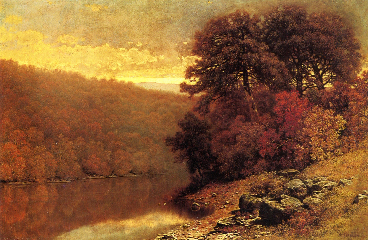 October on Great Otter Creek, Vermont, vintage artwork by William Mason Brown, 12x8" (A4) Poster