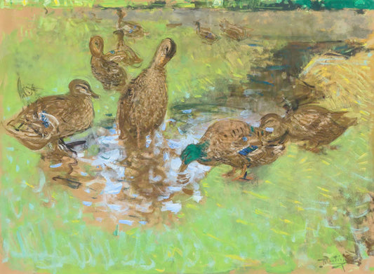 The Ducks, vintage artwork by Pierre-Eugène Montezin, 12x8" (A4) Poster