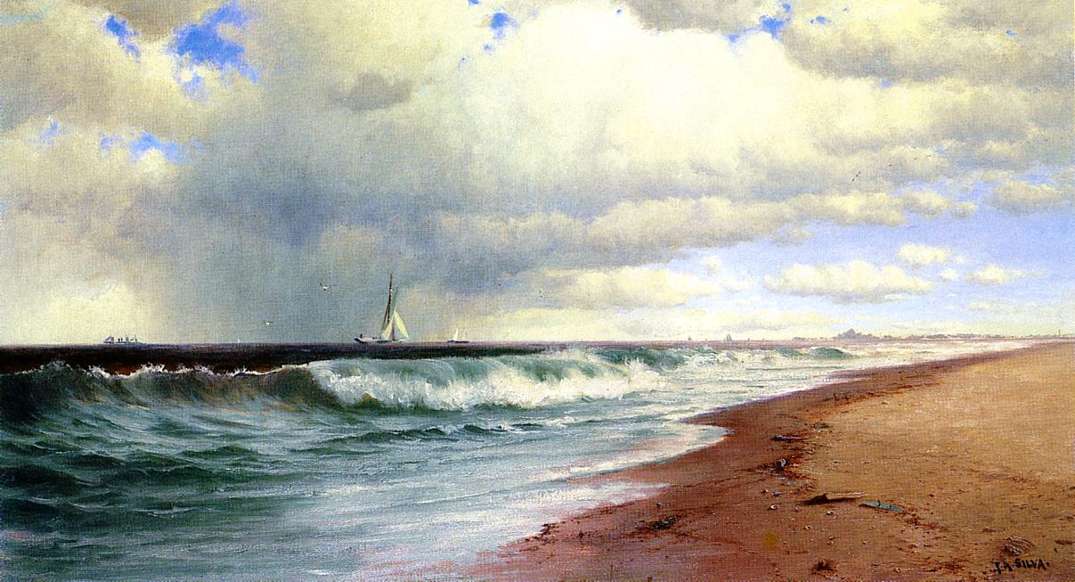 Ships Approaching Atlantic City, vintage artwork by Francis A. Silva, 12x8" (A4) Poster