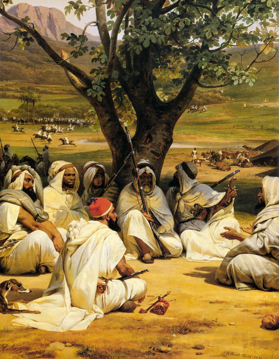 Arab Chieftains in Council (part), vintage artwork by Horace Vernet, A3 (16x12") Poster Print