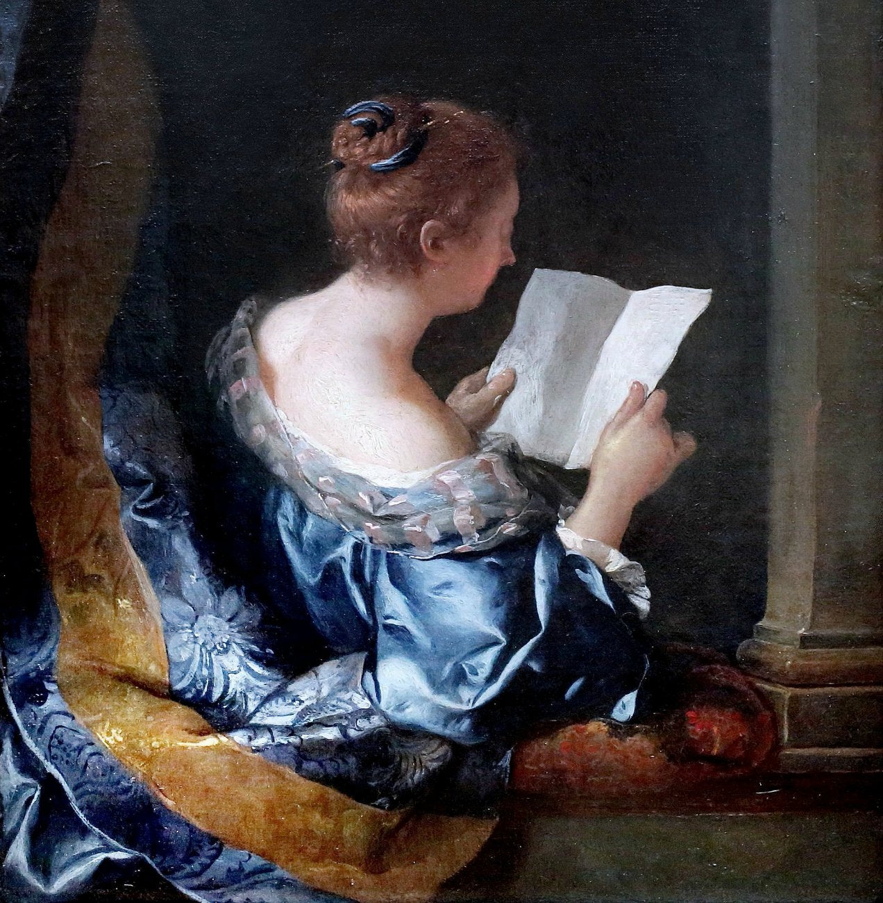 A woman reading, vintage artwork by Jean-François de Troy, 12x8" (A4) Poster