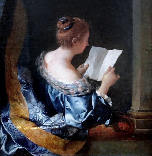 A woman reading, vintage artwork by Jean-François de Troy, 12x8" (A4) Poster