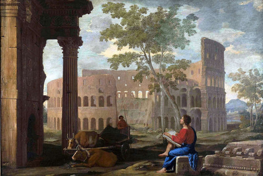 The Colosseum, with an Artist Sketching, vintage artwork by Jean Lemaire, 12x8" (A4) Poster