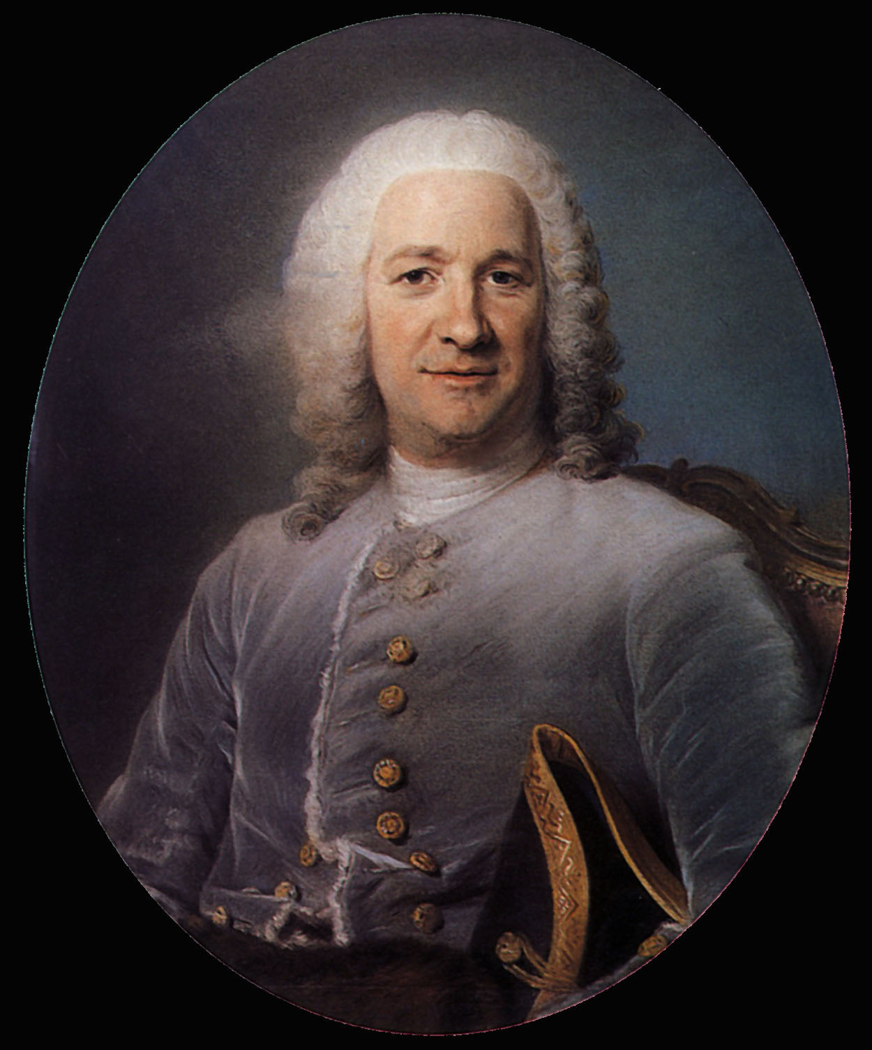 Portrait of Jean Pâris de Montmartel, vintage artwork by Maurice Quentin de La Tour, 12x8" (A4) Poster