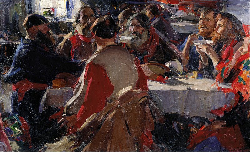 The Tea Party by Abram Efimovich Arkhipov,A3(16x12")Poster